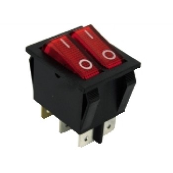 GBC 24.2510.00 - Διακόπτης Διπλός (Διπολικός) με Λυχνία ON-OFF 3 επαφών 15A Διακόπτες